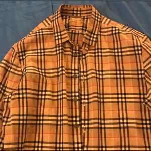 Burberry plaid button up long sleeve shirt